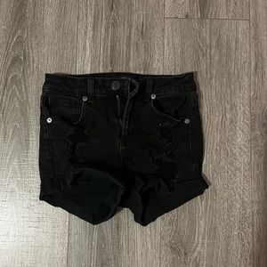aeropostale black ripped jean shorts